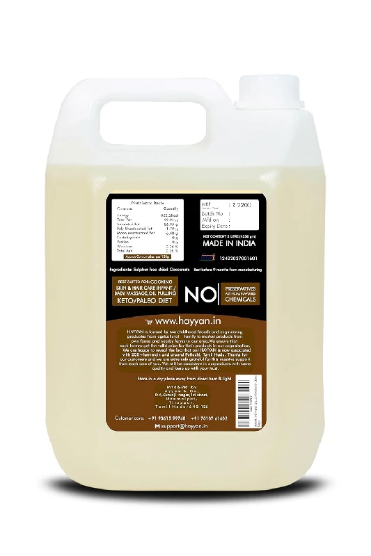 HAYYAN Cold Pressed Coconut Oil, 5 L-2.webp